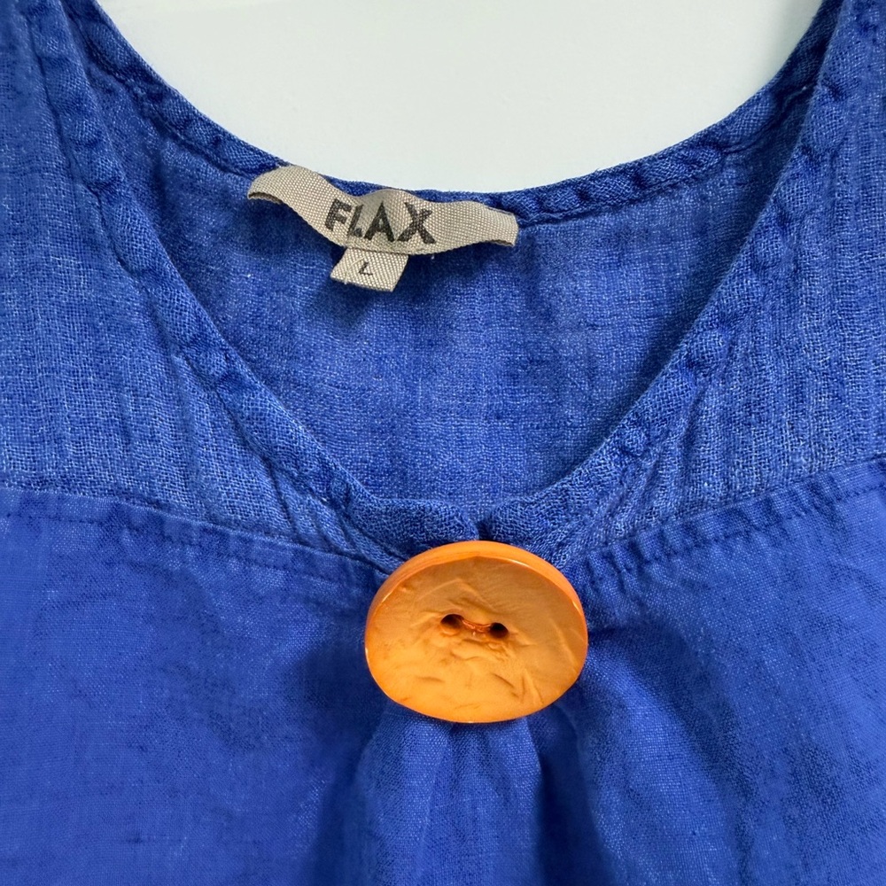 FLAX Royal Blue Tank Top Sz Large 100% Linen